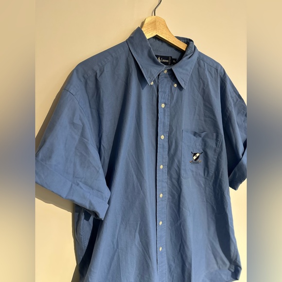 VINTAGE Ralph Lauren Tilden Cotton short sleeve embroidered logo shirt blue - Picture 3 of 16